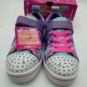 Kids Girls Skechers Twinkle Toes sparkle Rays Unicorn Moondust size 12 light up!